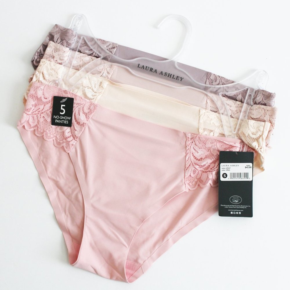 NEW 4-piece Laura Ashley no show lace inset panty set